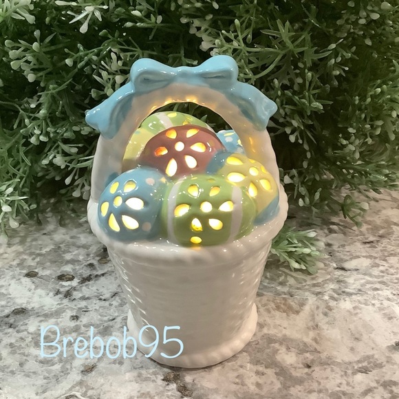 Ceramic LIGHT UP LED Basket with Easter Eggs- LAST ONE - Picture 2 of 8